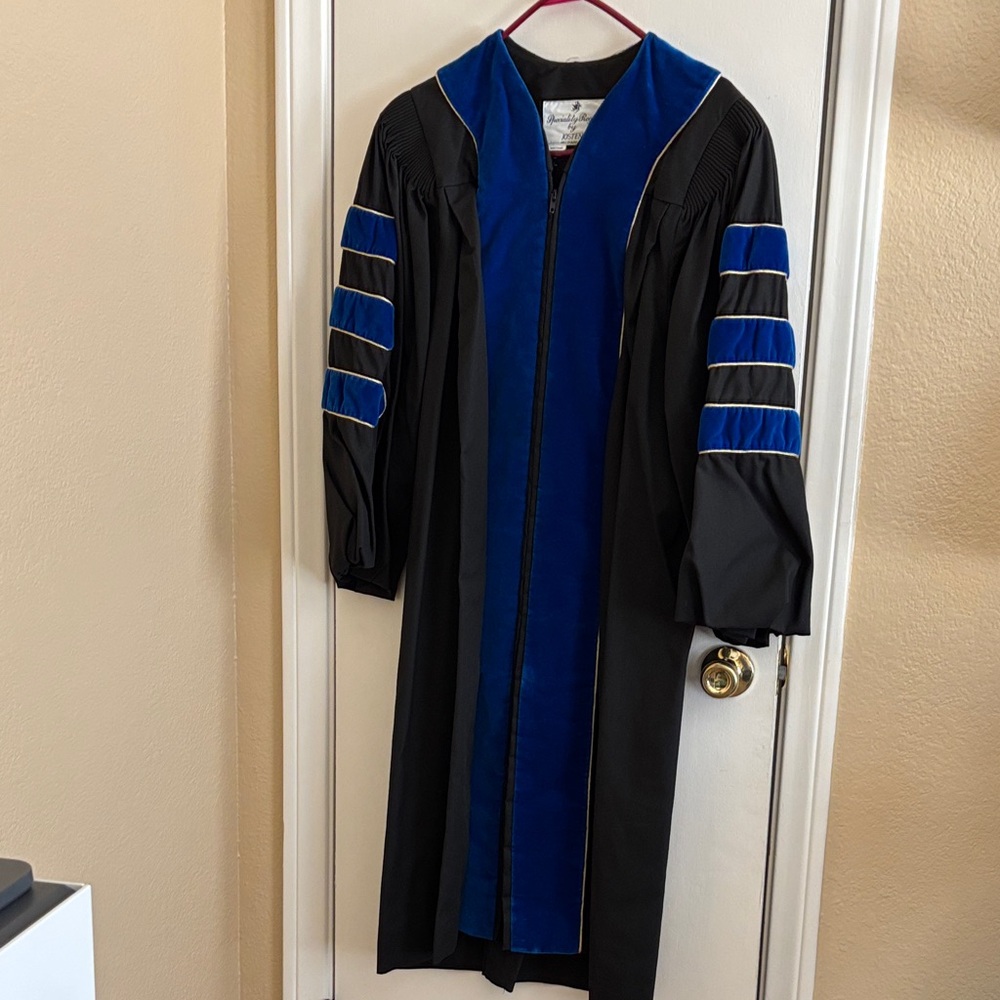 Black and Blue Academic Graduation Gown